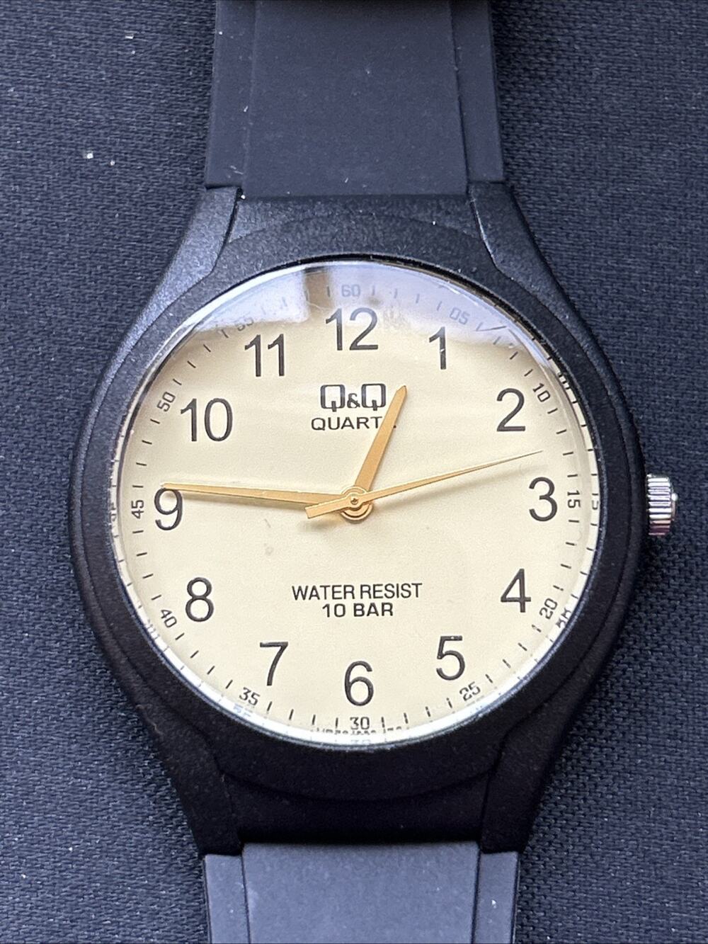 Q&Q Beige Dial Black Case Women’s Quartz Watch